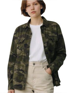 Bluenotes Camouflage Button front Shirt/Shacket, cotton, Size Large